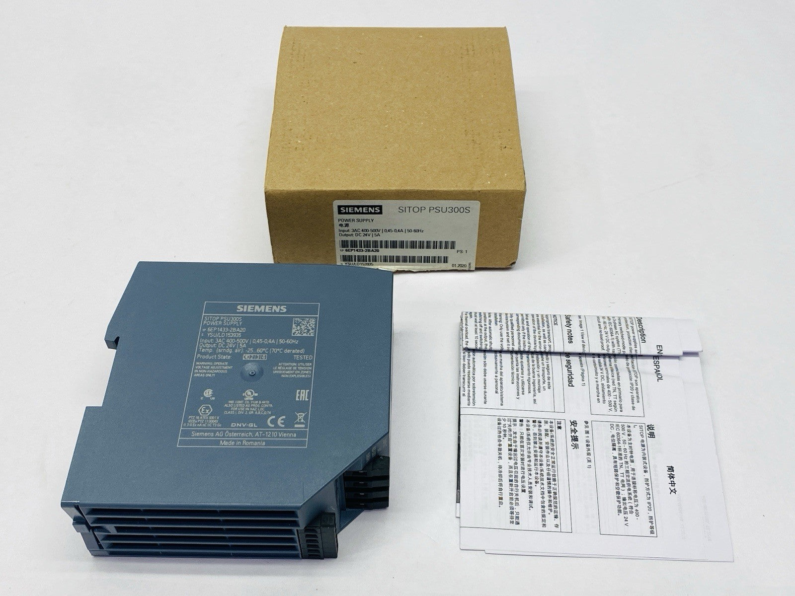 Siemens 6EP1433-2BA20 SITOP PSU300S Power Supply 5A 24VDC - Maverick Industrial Sales