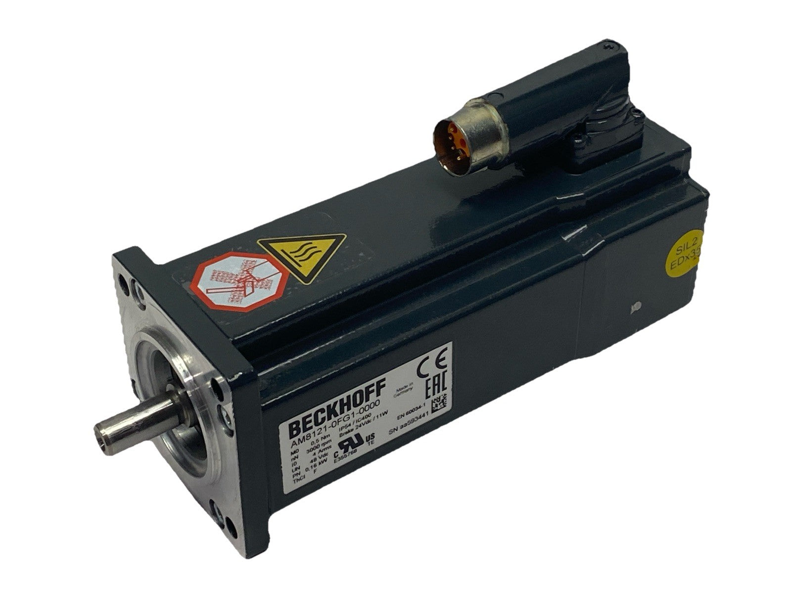 Beckhoff AM8121-0FG1-0000 Servo Motor 3000RPM 48VDC 0.16kW - Maverick Industrial Sales