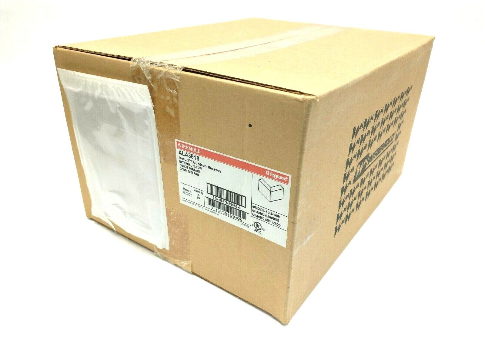 Legrand Wiremold ALA3818 Isoduct Aluminum External Elbow 90 Degree BOX OF 4 - Maverick Industrial Sales