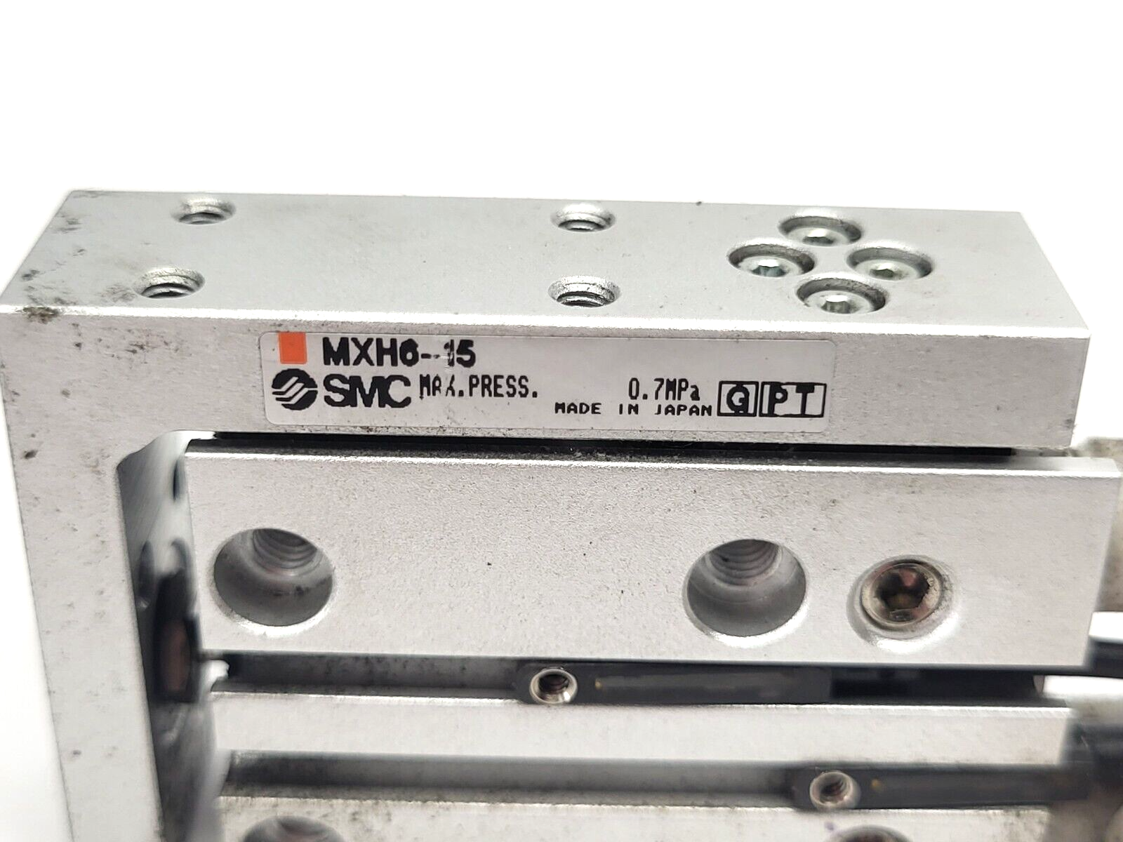 SMC MXH6-15 Compact Slide Cylinder w/ Balluff BMF 214K-PS-C-2A-SA95-S75-00,3 - Used - Maverick Industrial Sales