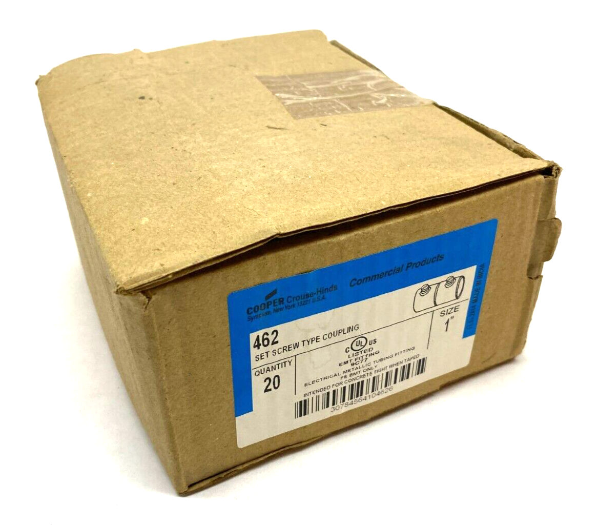Cooper Crouse Hinds 462 Strait Set Screw Steel EMT Coupling 1" Size BOX OF 20 - Maverick Industrial Sales