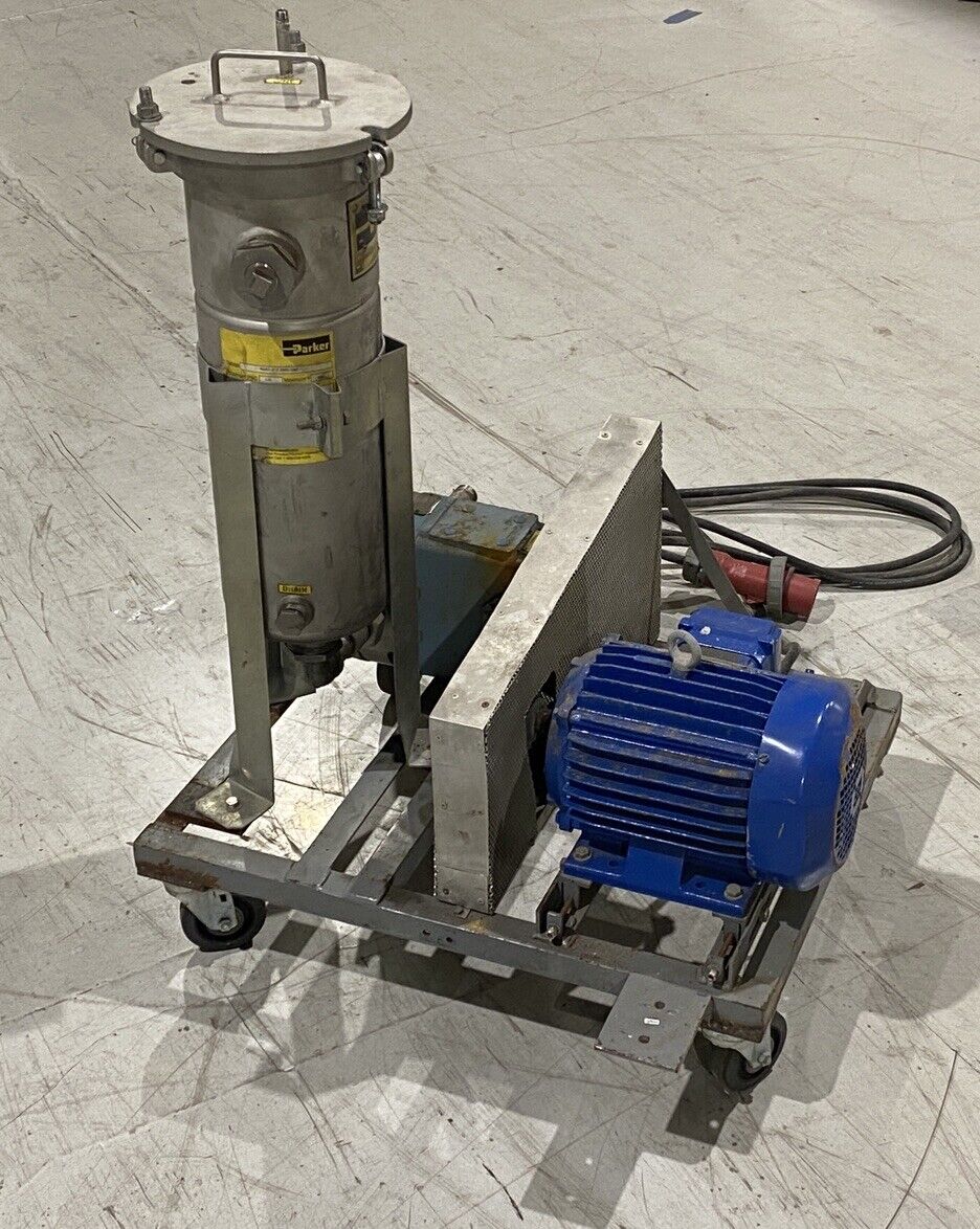 Waukesha Size 30 Rotary Pump w/ Parker 4CB11-2 / 0725-2361, 5HP Electric Motor - Used - Maverick Industrial Sales