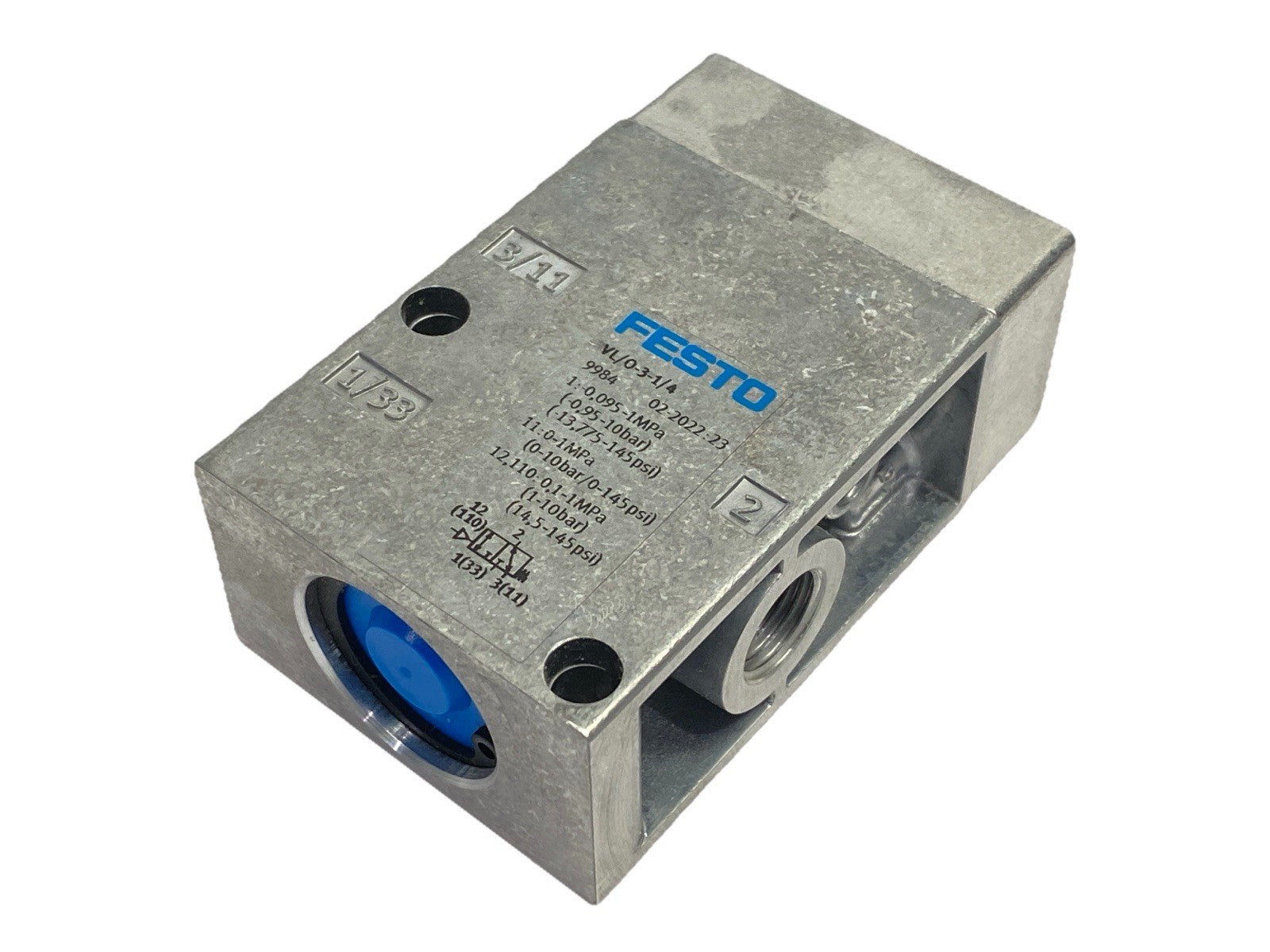 Festo VL/O-3-1/4 Pneumatic Valve 3/2-Way 1/4" Ports 9984 - Maverick Industrial Sales