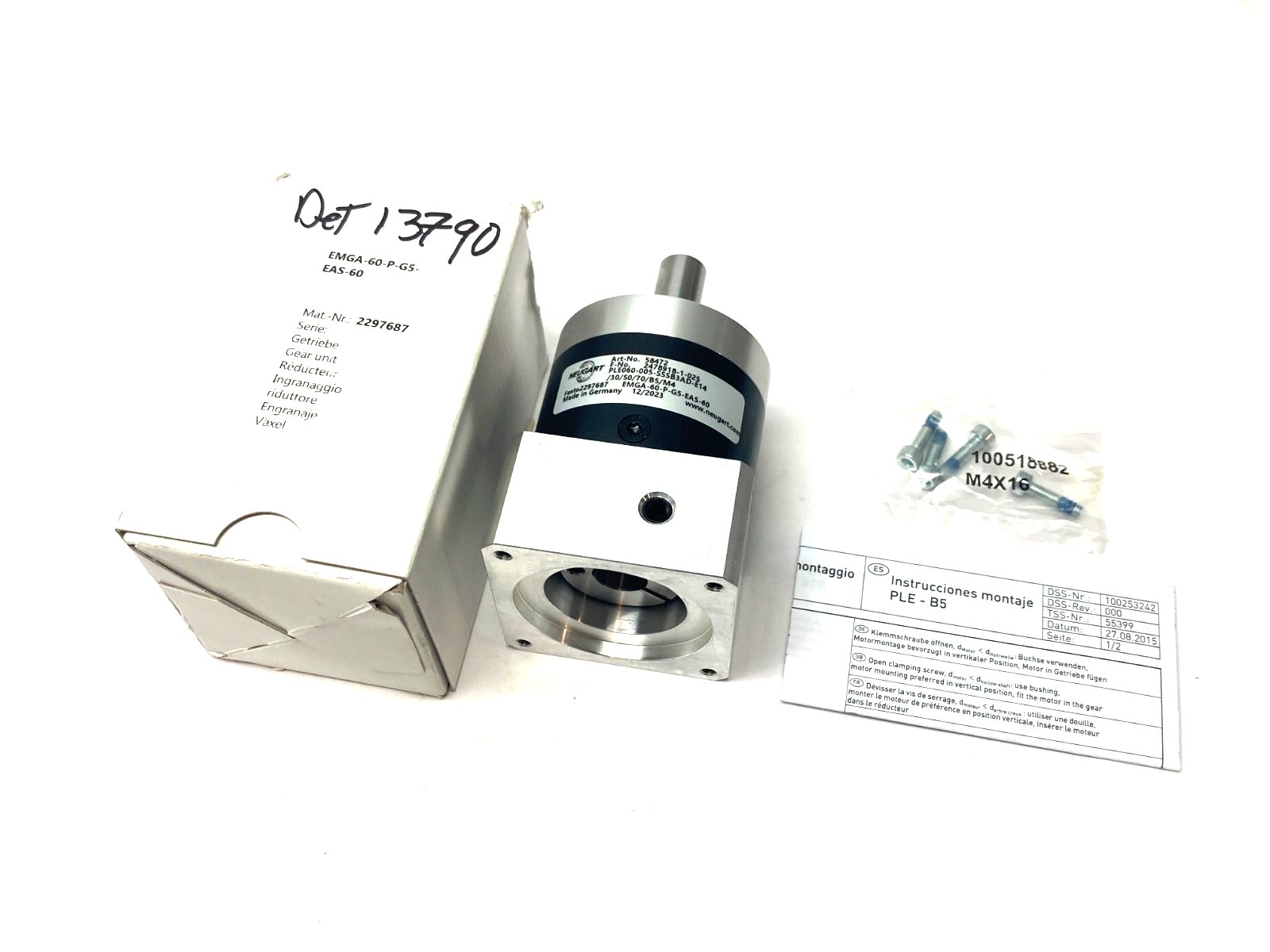 Festo EMGA-60-P-G5-EAS-60 Gear Unit 5:1 Ratio 13,000rpm 2297687 - New – Open box - Maverick Industrial Sales