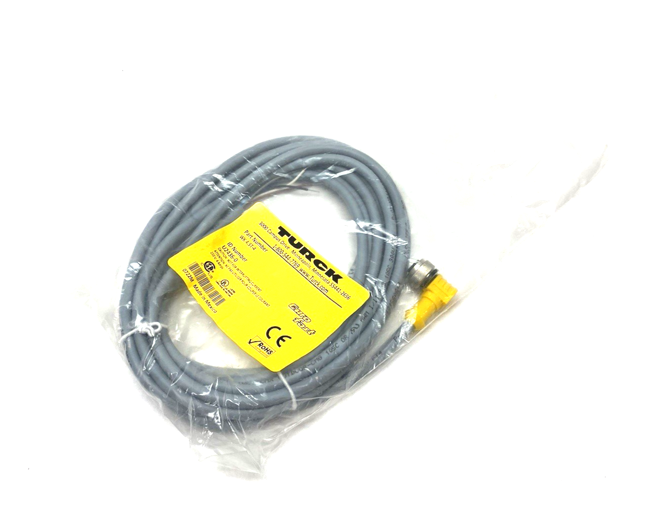 WK 4.5T-4 | Turck Eurofast Single End Rt Angle Cordset U2436-0 - New - Maverick Industrial Sales