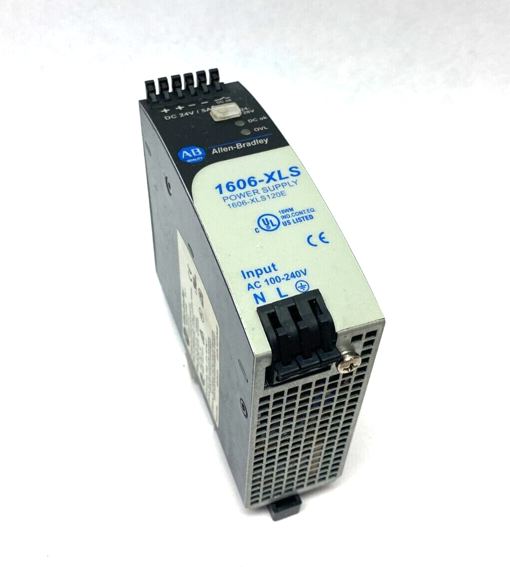 1606-XLS120E | Allen Bradley Ser. A Single Phase Power Supply 24VDC 5A BROKEN CLIP - Used - Maverick Industrial Sales