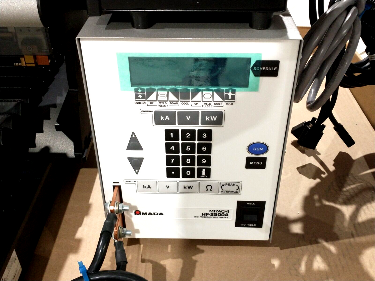 AF-1250A/240-VP, HF-2500A/240BMK, AF-125-08-01-VP | AMADA MIYACHI AF-1250A Seam Sealer Weld System HF-2500A Benchmark Unit - Used - Maverick Industrial Sales
