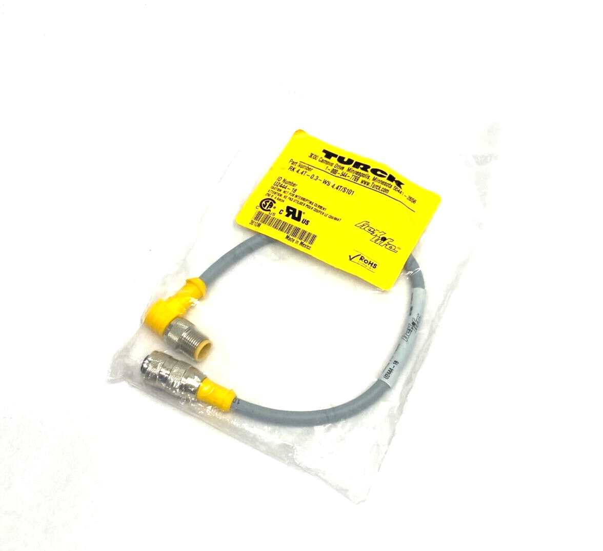RK 4.4T-0.3-WS 4.4T/S101, U2444-18 | Turck RK 4.4T-0.3-WS 4.4T/S101 Flexlife Double Ended Cordset M12 U2444-18 - New - Maverick Industrial Sales