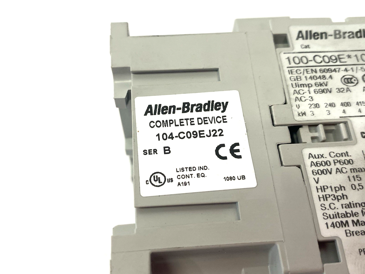 104-C09EJ22 | Allen Bradley Ser. B Reversing Contactor, 3-Main, 2 NO, 2 NC. Aux.- New – Open box - Maverick Industrial Sales