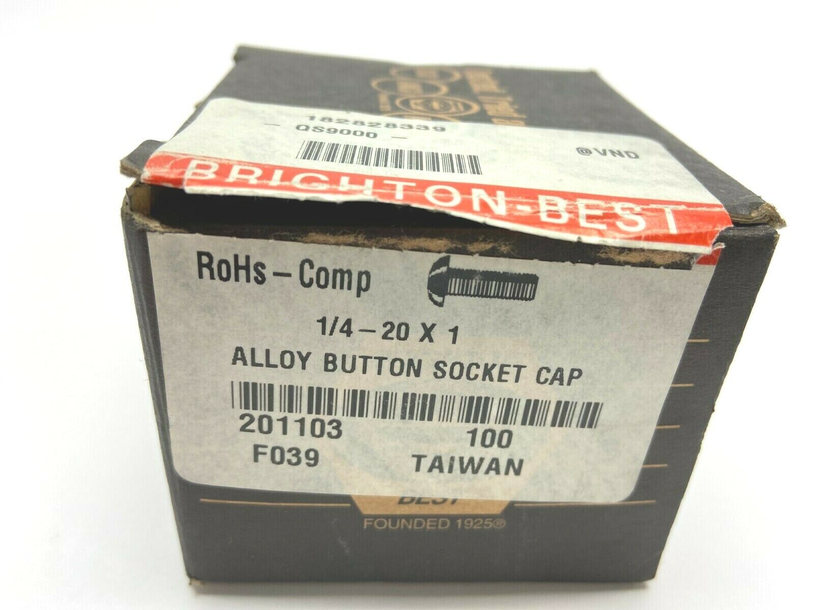 Brighton 201103 1/4-20 x 1 Black Alloy Button Socket Cap Screw BOX OF 99 - Maverick Industrial Sales