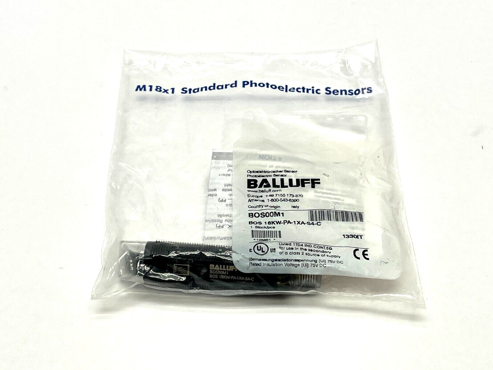 Balluff BOS00M1 Diffuse Sensor BOS 18KW-PA-1XA-S4-C - New - Maverick Industrial Sales
