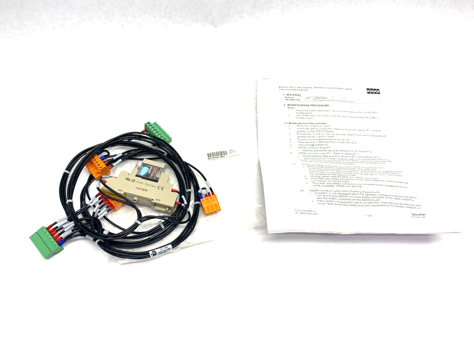 KM1364617R01 | Kone Bypass Switch Wiring Harness Modification - New – Open box - Maverick Industrial Sales