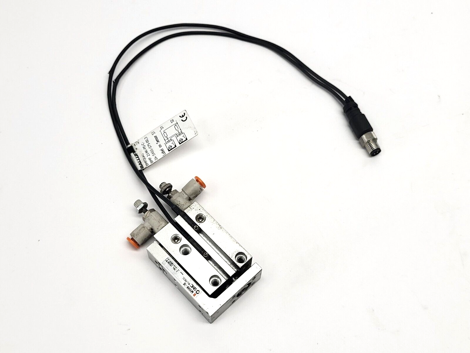 SMC MXH6-15 Compact Slide Cylinder w/ Balluff BMF 214K-PS-C-2A-SA95-S75-00,3 - Used - Maverick Industrial Sales