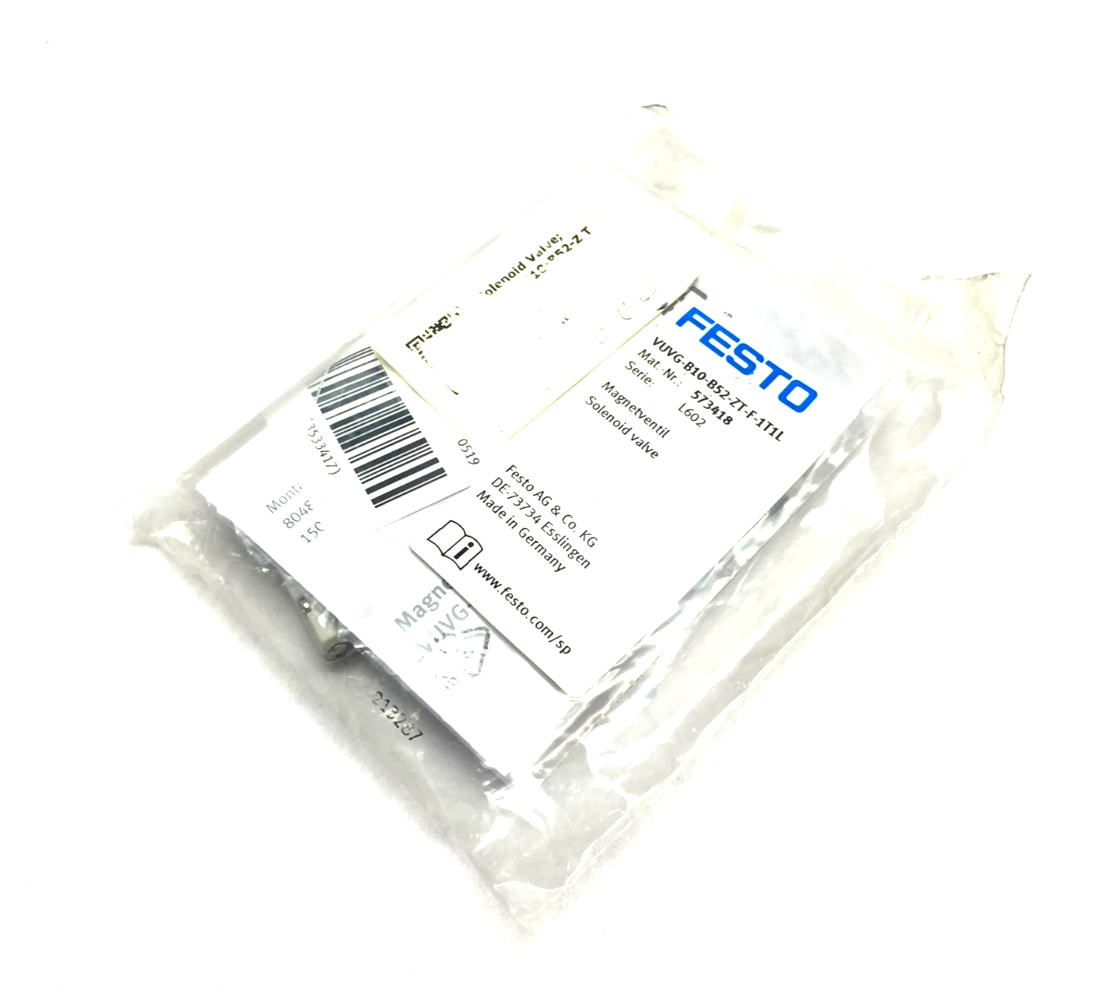 Festo VUVG-B10-B52-ZT-F-1T1L Solenoid Valve 5/2 Bistable 573418 - Maverick Industrial Sales
