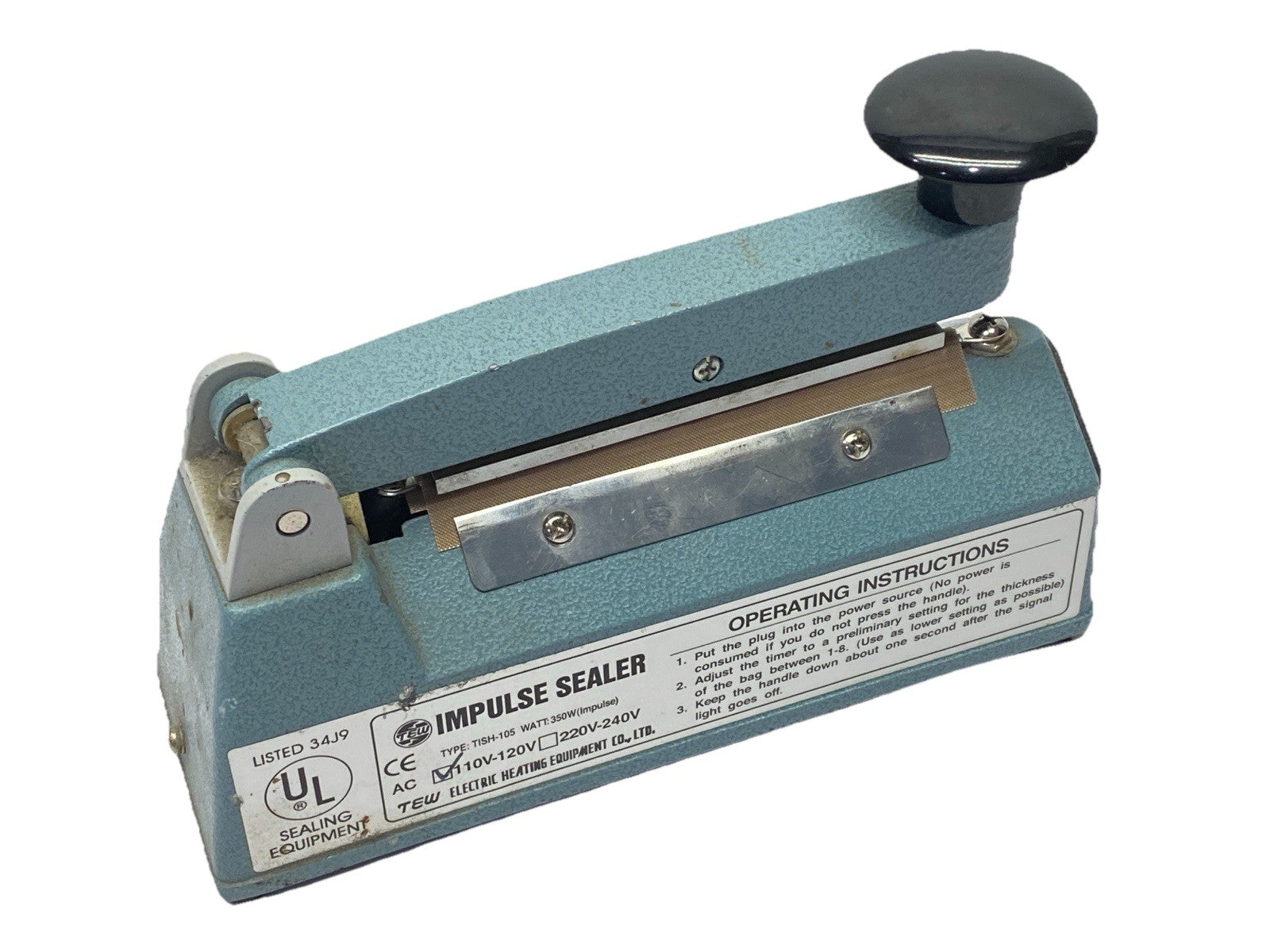 TISH-105 | TEW Impulse Hand Sealer 110-120VAC CUT CORDSET - For parts or not working - Maverick Industrial Sales