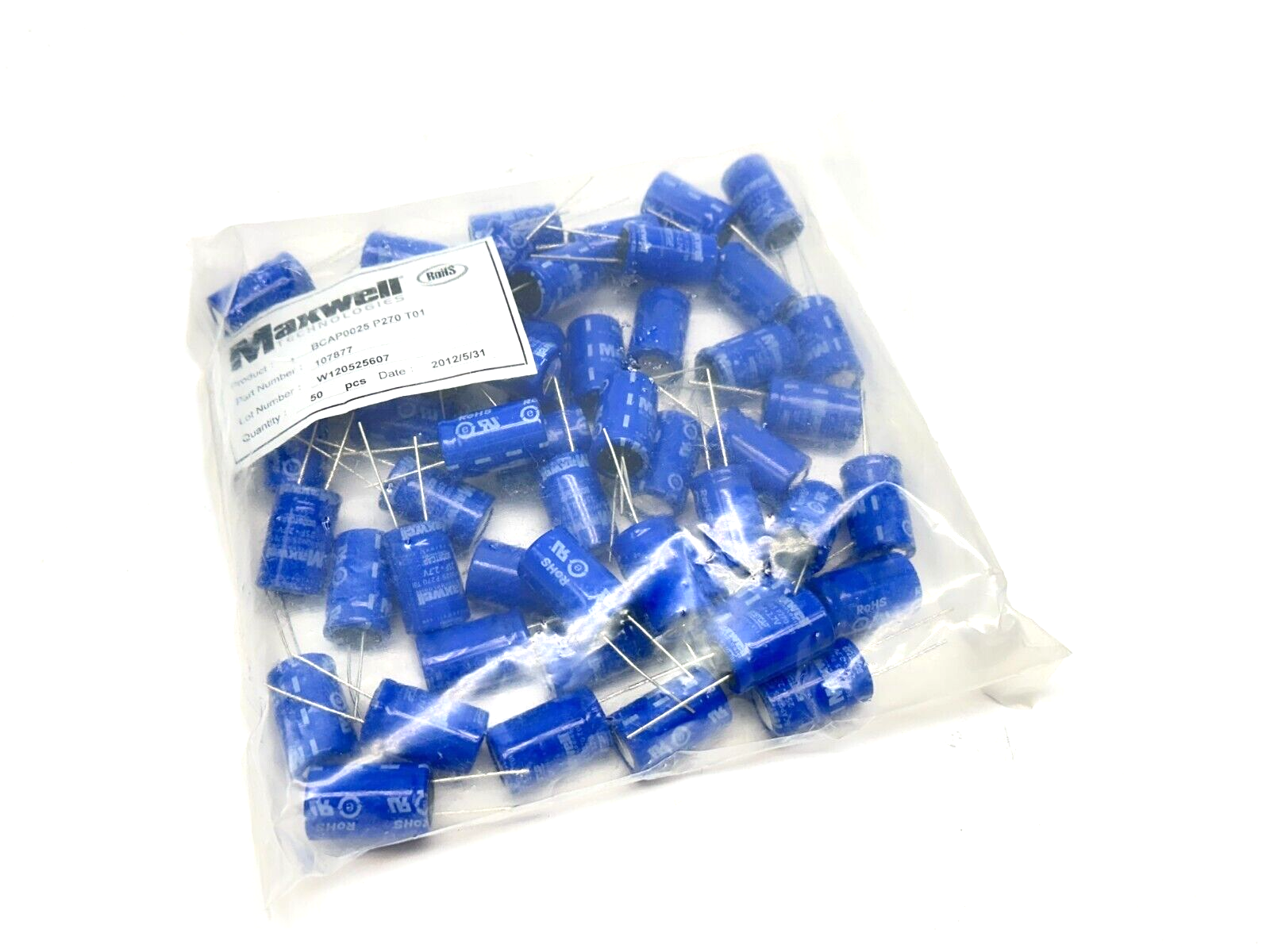 Maxwell BCAP0025 P270 T01 107877 Supercapacitors 2.3/2.7VDC 25F 42mOhms 50 QTY - Maverick Industrial Sales