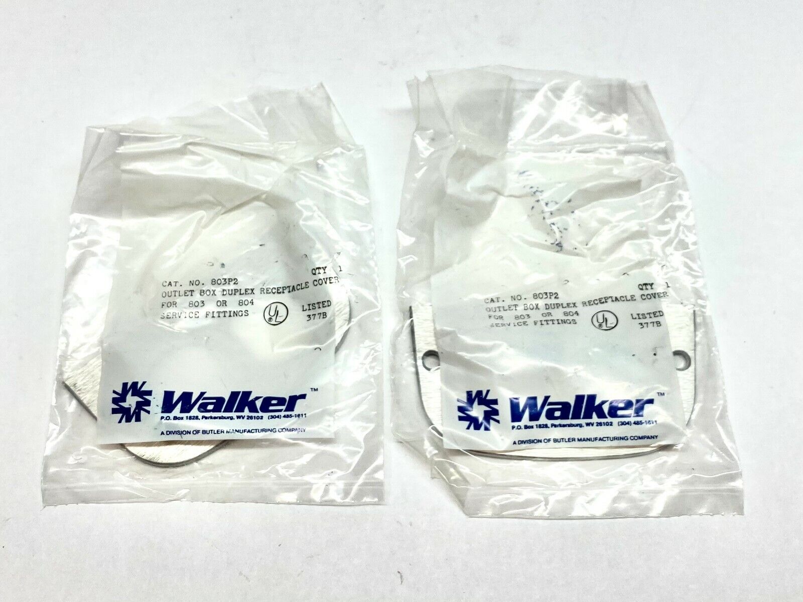 803P2 | Walker Outlet Box Duplex Receptacle Cover LOT OF 2 - New - Maverick Industrial Sales
