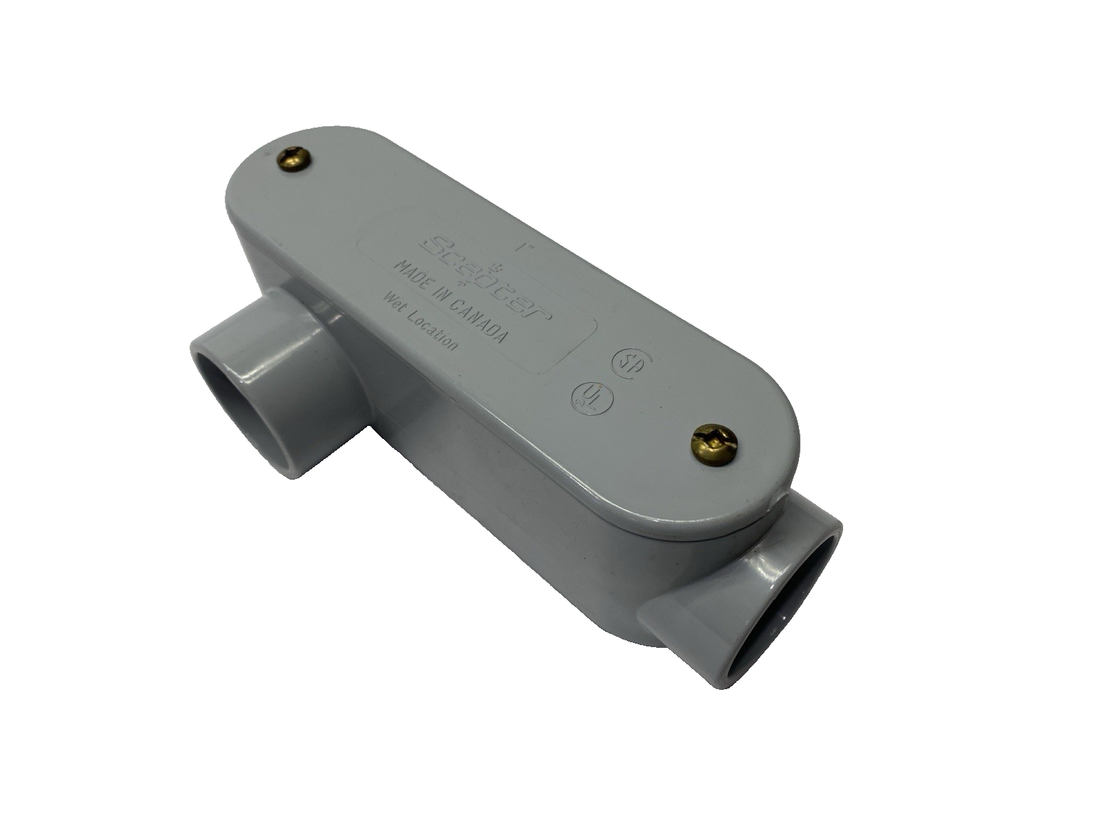 Scepter SLR 30S PVC Conduit Body Right Angle Line Right Removable Cover 1" - Maverick Industrial Sales