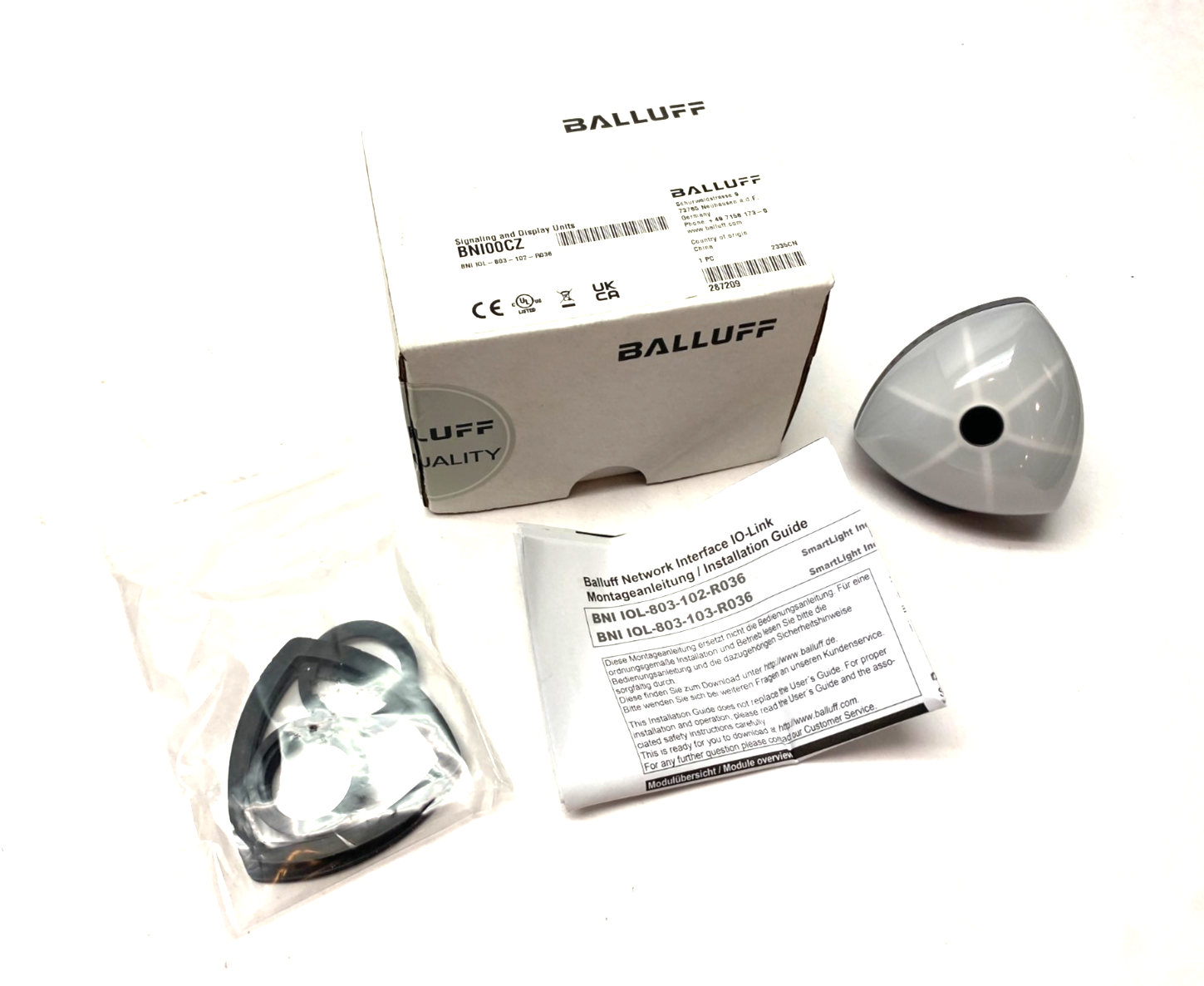 BNI00CZ, BNI IOL-803-102-R036 | Balluff BNI00CZ SmartLight Compact LED Signal Light, BNI IOL-803-102-R036 - New – Open box - Maverick Industrial Sales