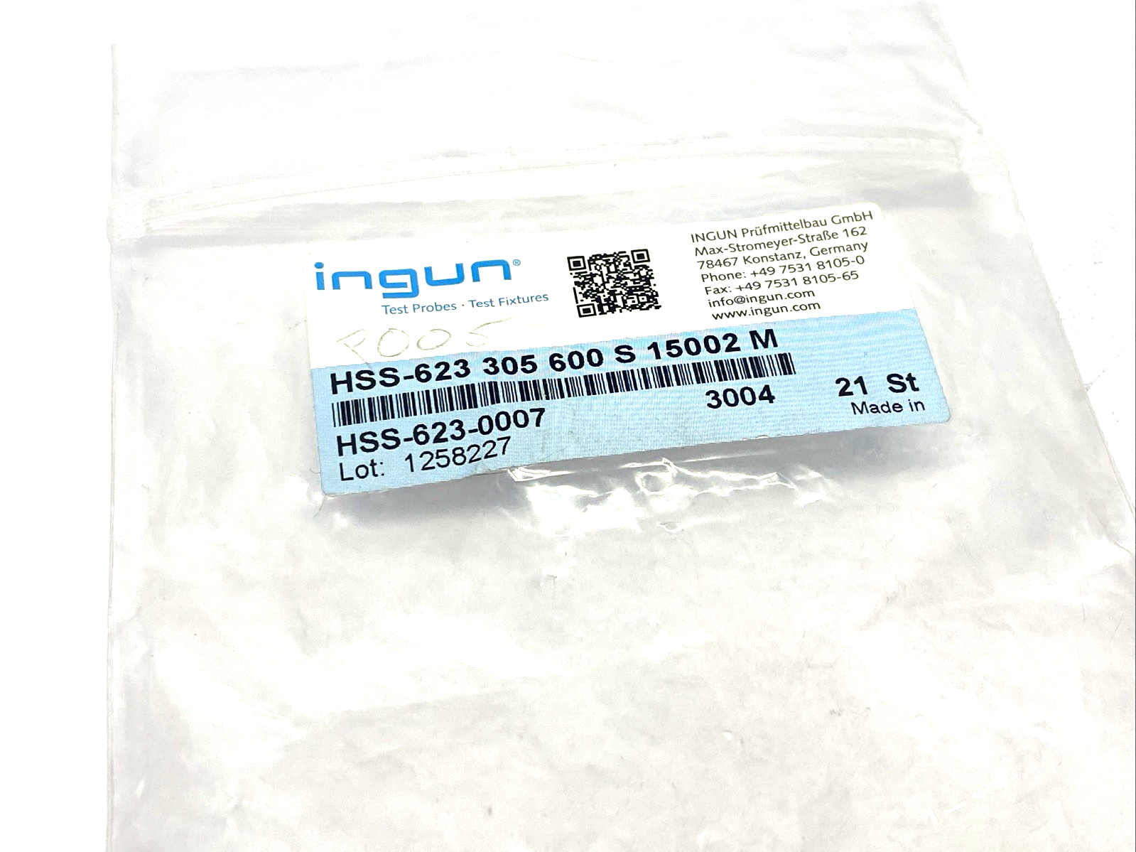 HSS-623-0007, HSS-623 305 600 S 15002 M | Ingun HSS-623 305 600 S 15002 M High Current Test Probe HSS-623-0007 LOT OF 21 - New – Open box - Maverick Industrial Sales