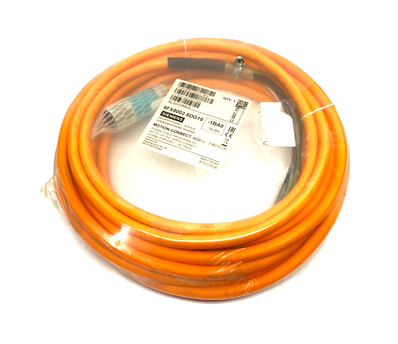 Siemens 6FX8002-5DG10-1BA0 MOTION-CONNECT Power Cable Assembly 10m 800Plus - Maverick Industrial Sales