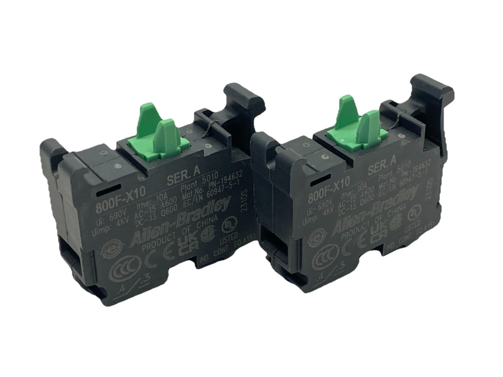 Allen Bradley 800F-X10 Ser A Contact Block 22.5mm LOT OF 2 - Maverick Industrial Sales