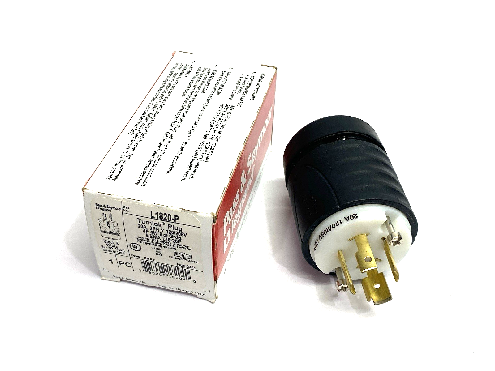 L1820-P | Pass & Seymour Legrand Turnlok Plug 20A 3PH 120/208V 4P 4W - New Other - Maverick Industrial Sales