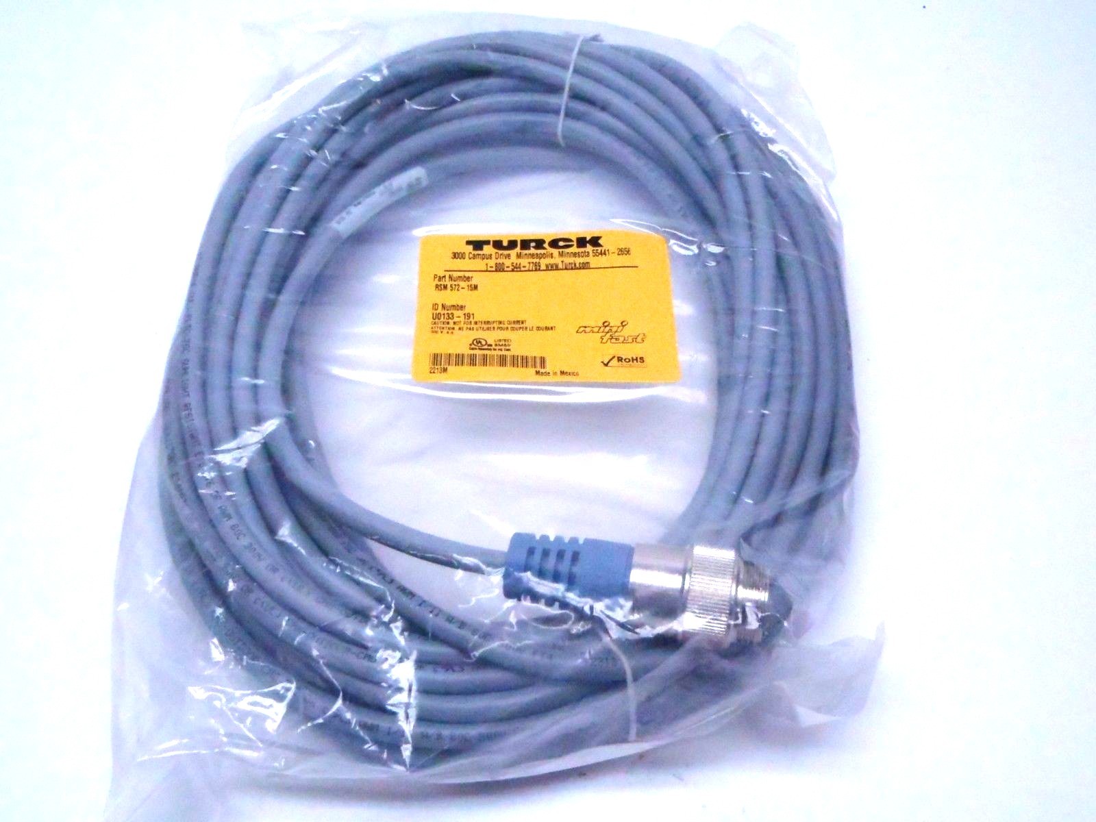 RSM 572-15M | Turck Male Female 5-Pin Cordset 300V 4A U0133-191 - New Other - Maverick Industrial Sales