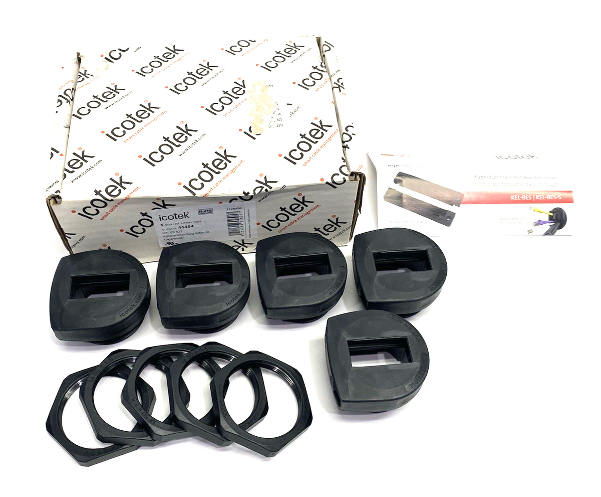 Icotek 45454 Black Round KVT-ER 50 Split Cable Gland for 2-Cables 5-PACK - Maverick Industrial Sales