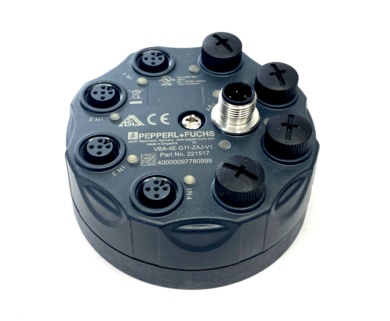 Pepperl+Fuchs VBA-4E-G11-ZAJ-V1 AS-Interface Sensor Module 221517 - New – Open box - Maverick Industrial Sales