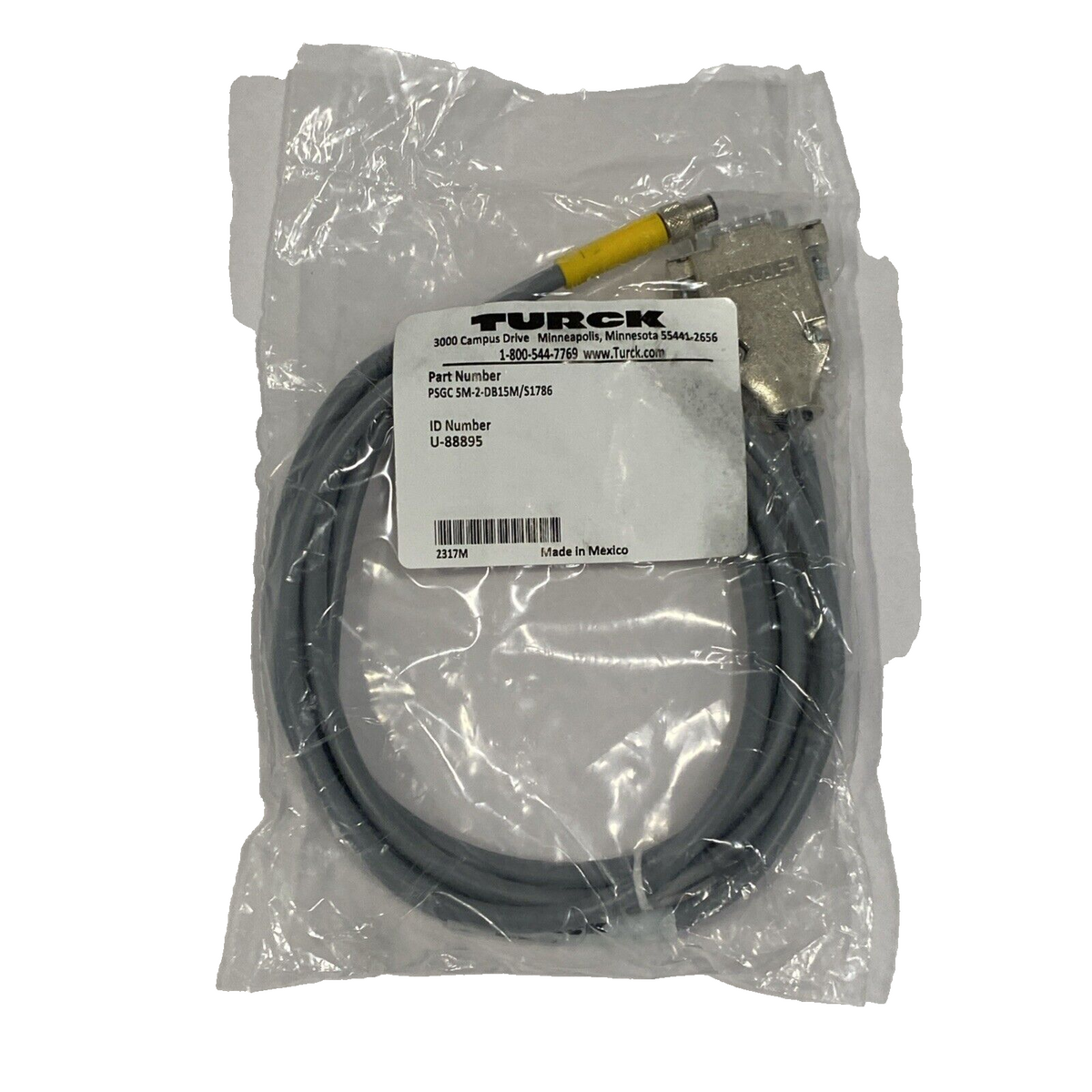 PSGC 5M-2-DB15M/S1786 | Turck Cordset 5-Pin M8 Picofast, 15-Pin D-Sub Male U-88895 - New - Maverick Industrial Sales