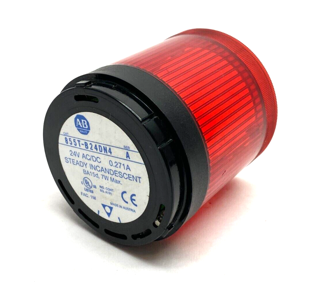 Allen Bradley 855T-B24DN4 Ser. A Steady Incandescent Stack Light Red 24V NO BULB - Used - Maverick Industrial Sales