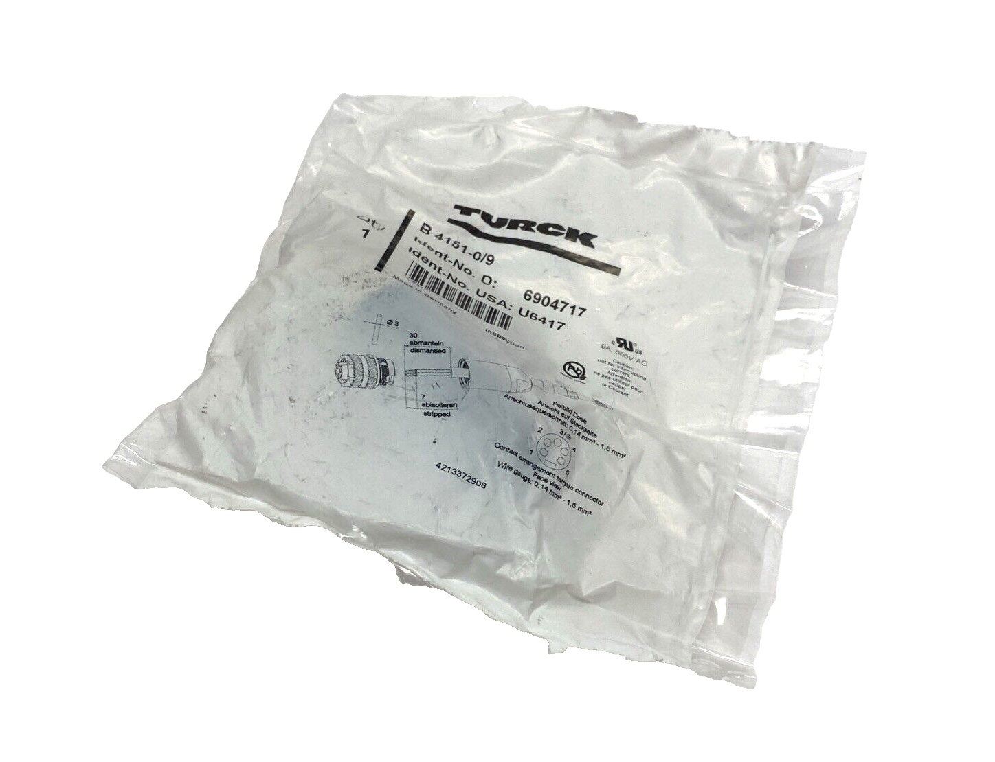 U6417,B 4151-0/9 | Turck B 4151-0/9 Field Wireable Connector 7/8" Female 5-Pin U6417 - New - Maverick Industrial Sales