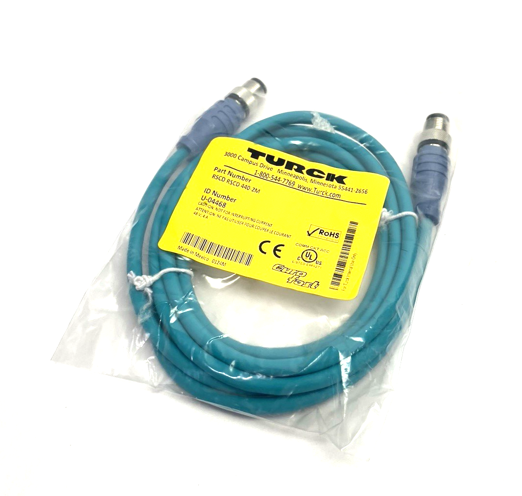 Turck RSCD RSCD 440-2M Eurofast Double End Ethernet Cable M12 Male U-04468 - Maverick Industrial Sales