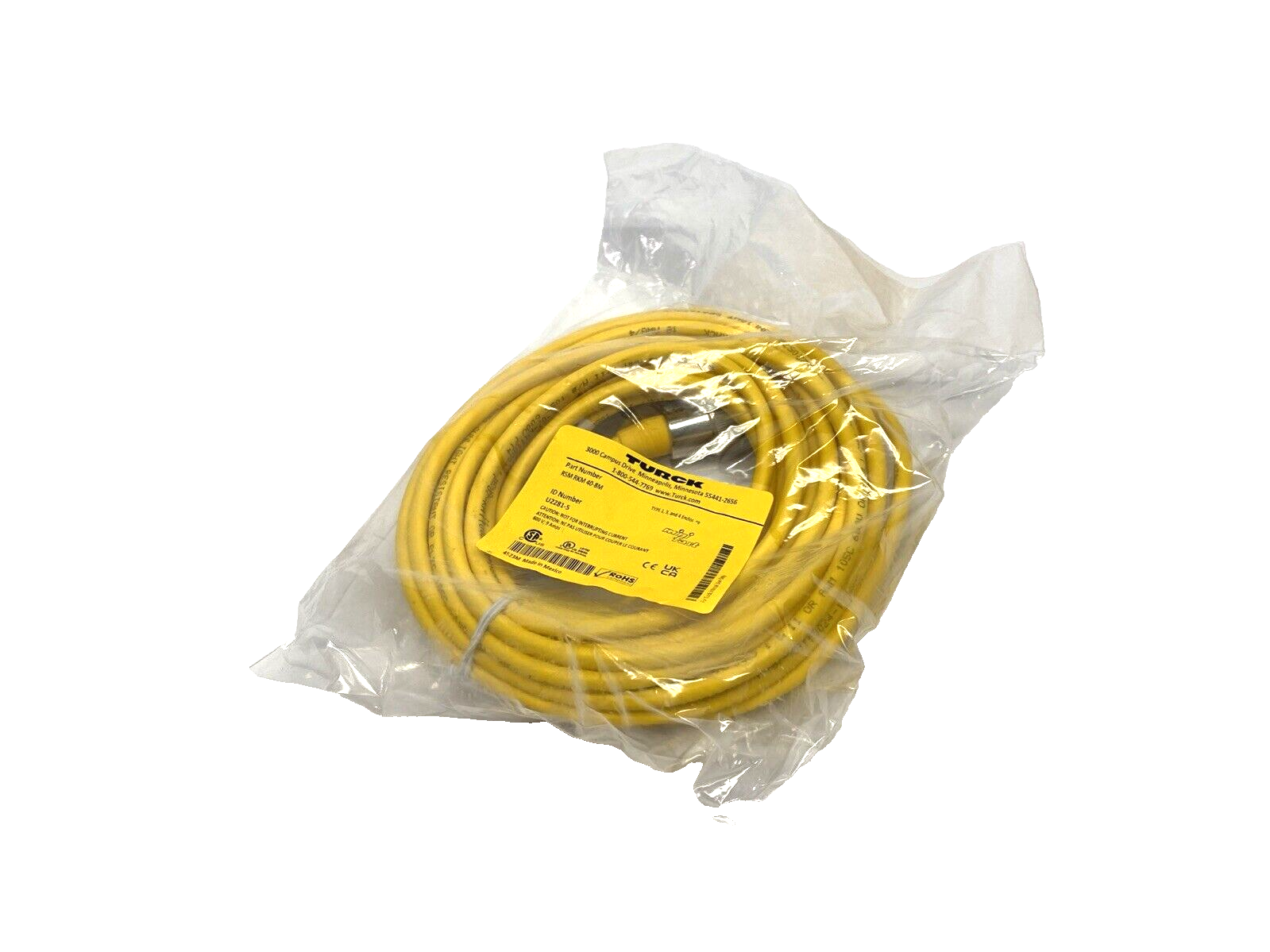 Turck RSM RKM 40-8M Cordset 7/8" 4-Pin Male To Female U2281-5 - New - Maverick Industrial Sales