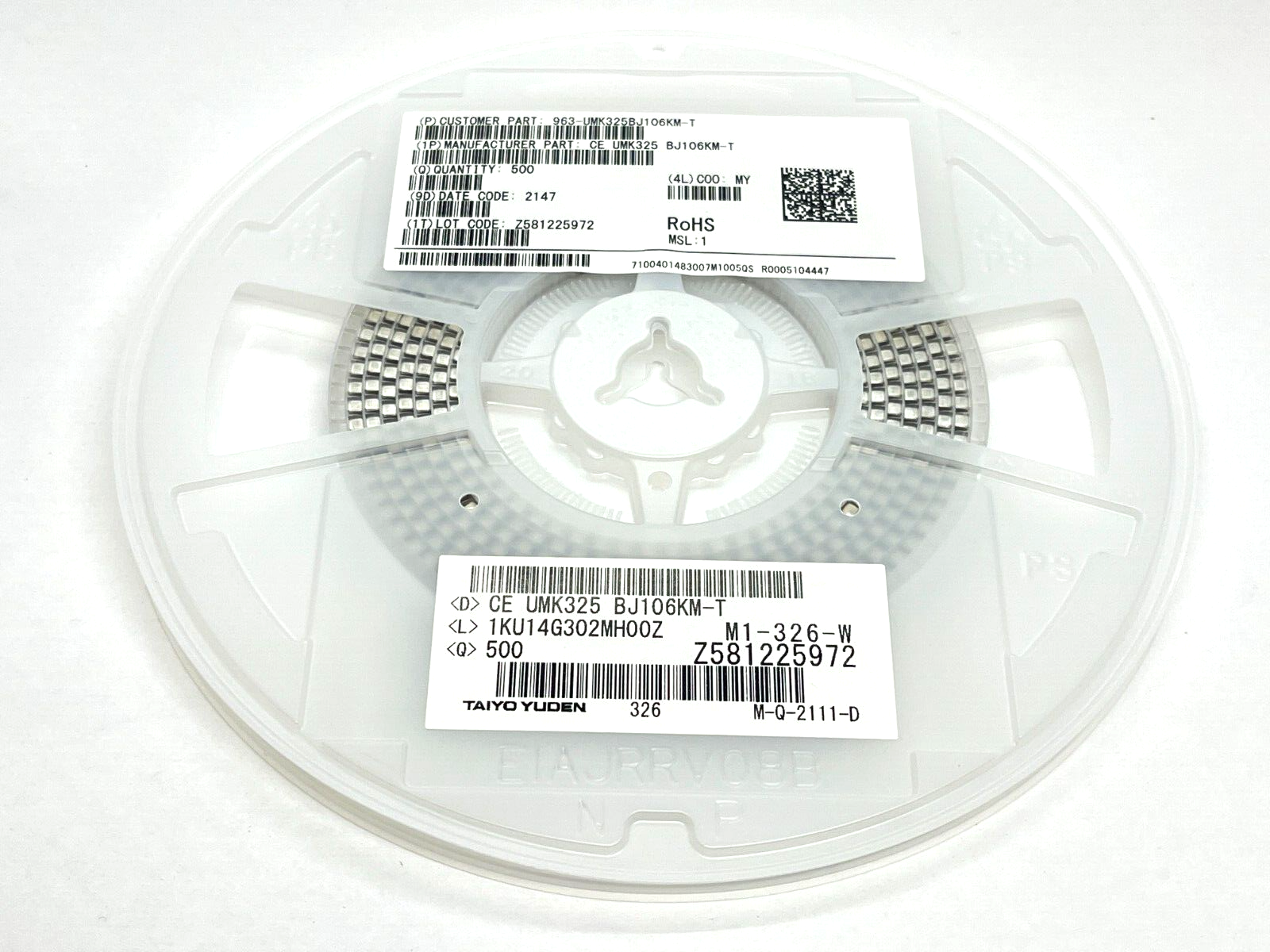 Taiyo Yuden UMK325BJ106KM-T Multilayer Ceramic Capacitors 50VDC 10uF 500QTY REEL - New - Maverick Industrial Sales