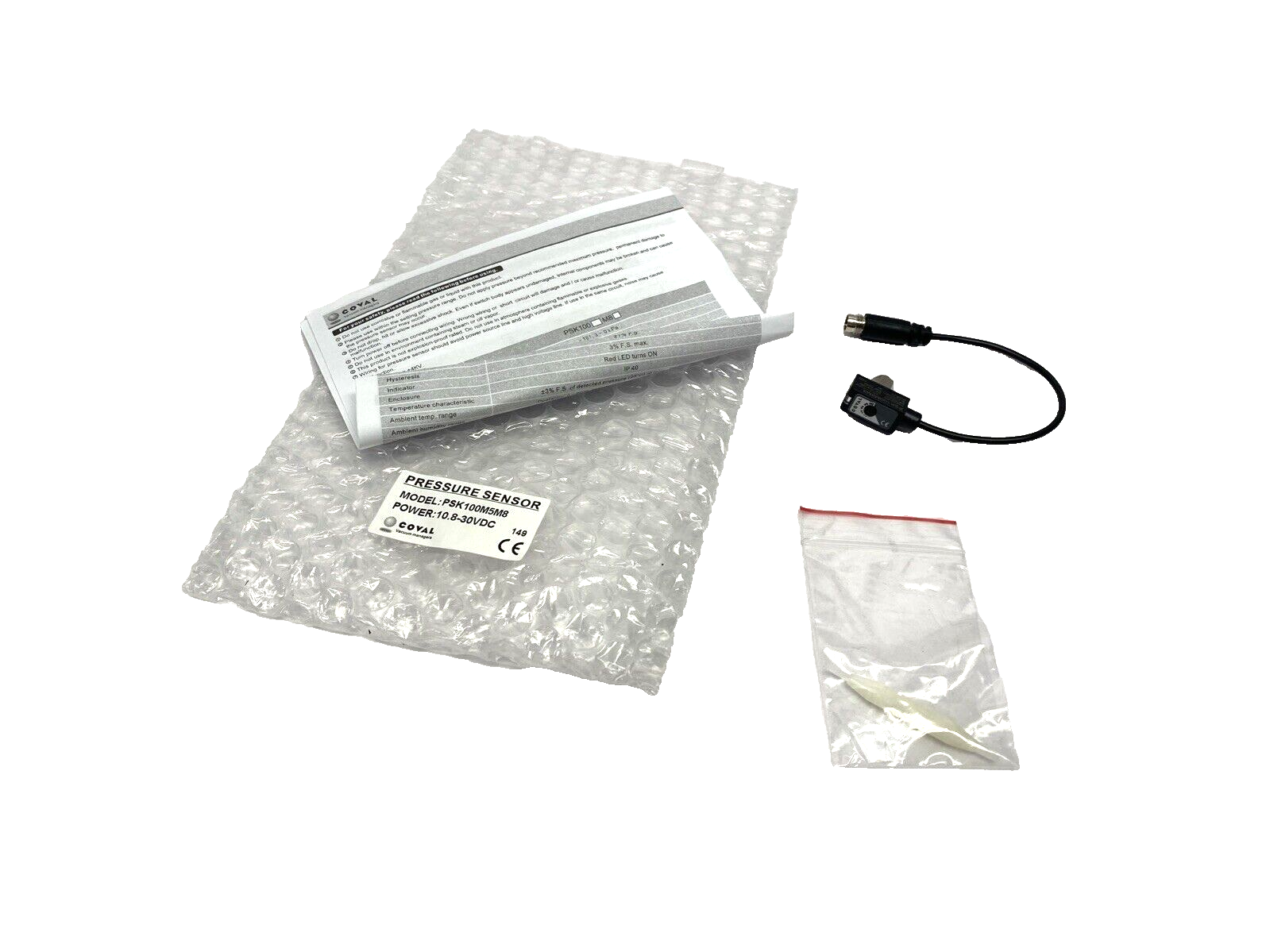 Coval PSK100M5M8 Mini Vacuum Switch M5 Thread 10.8-30VDC M8 3-Pin Male Connector - Maverick Industrial Sales