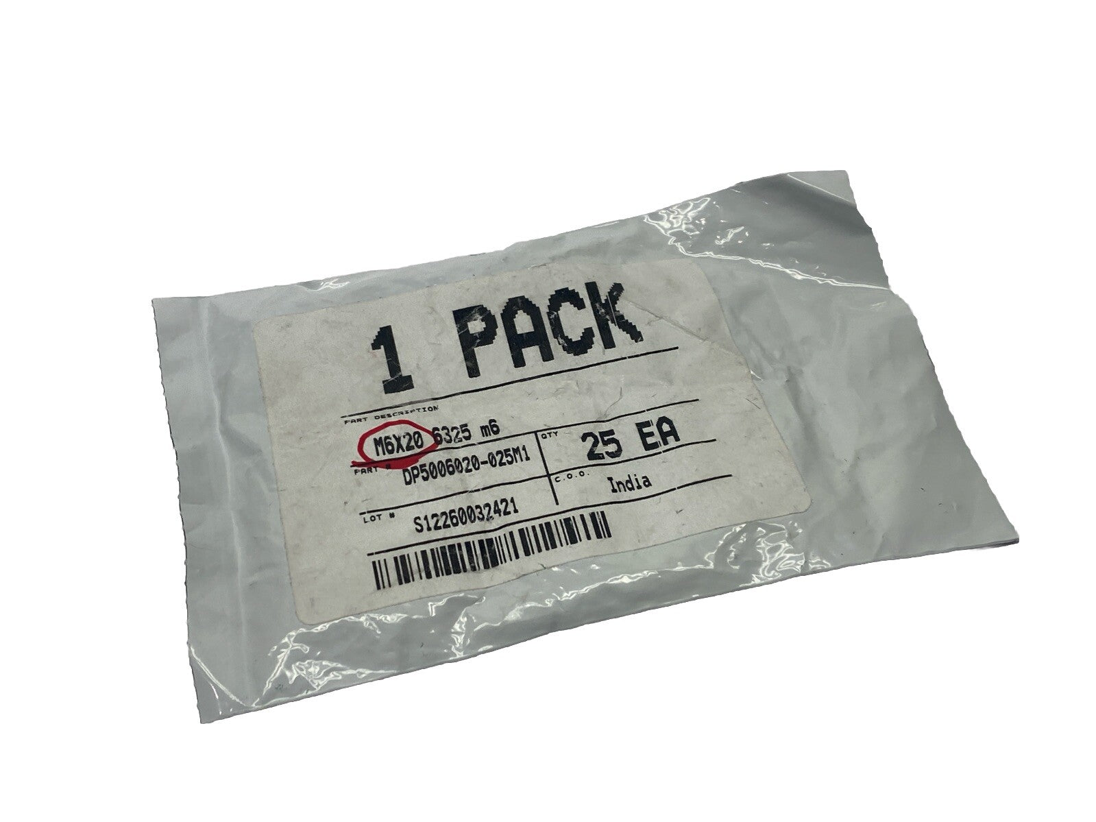 DP5006020-025M1 Screws M6x20 6325 m6 PKG OF 25 - New - Maverick Industrial Sales