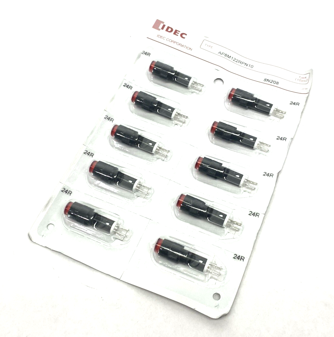 AP8M122RPN10 | IDEC Red Pilot Light Indicator PKG OF 10 - New - Maverick Industrial Sales