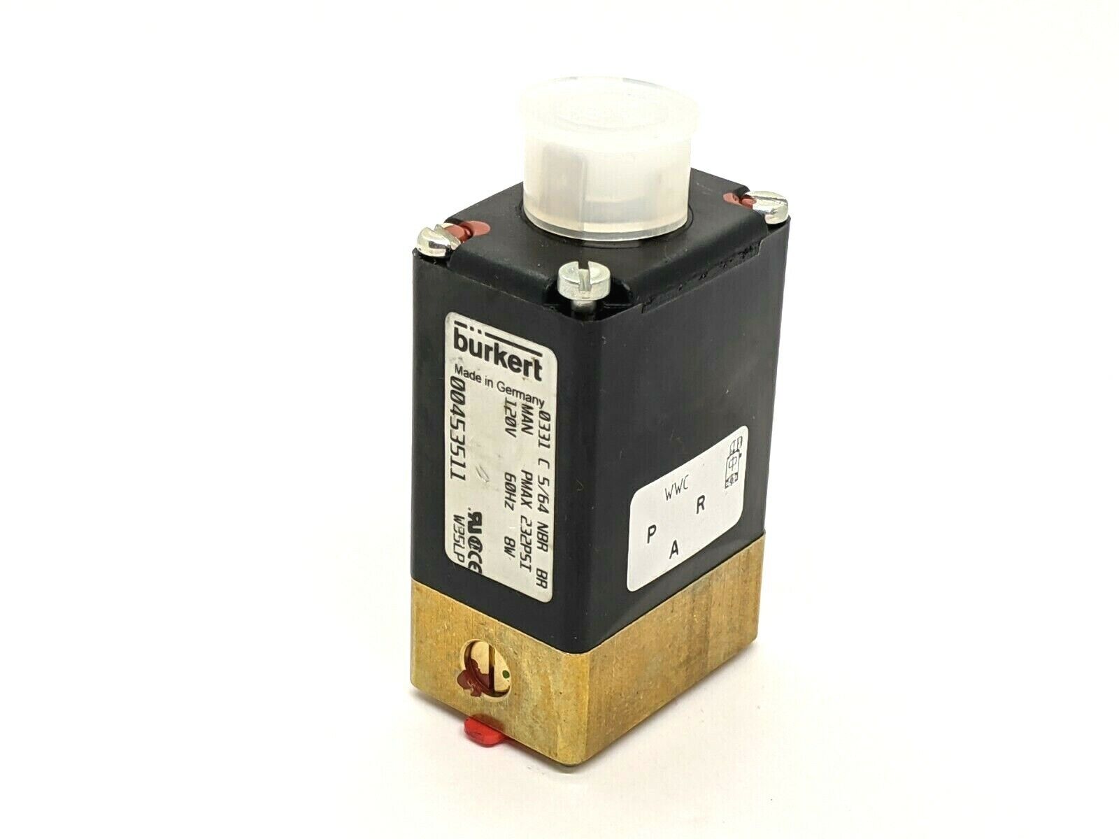 Burkert 0331 C 5/64 NBR BR 3/2 Way Pivoted Armature Valve 00453511 - Maverick Industrial Sales