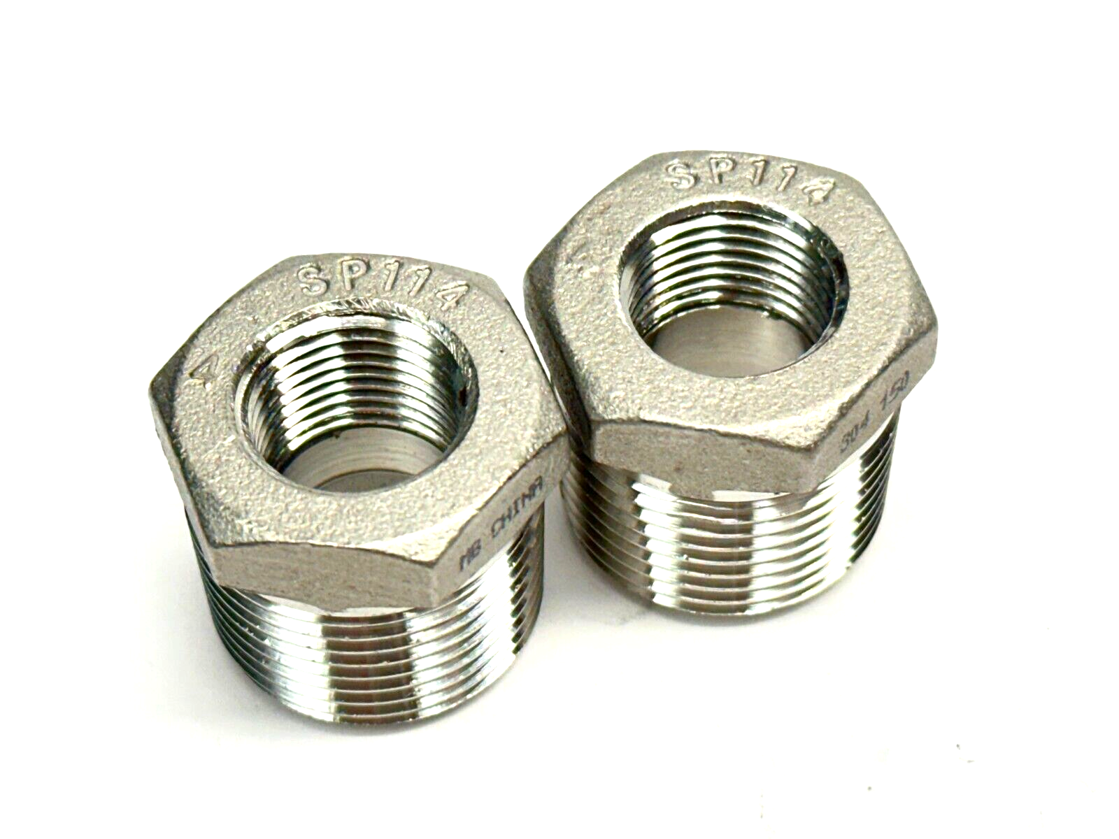 4464K269 304 SS Pipe Fitting Low-Pressure Bushing Adapter 3/4 M x 3/8 F LOT OF 2 - Maverick Industrial Sales
