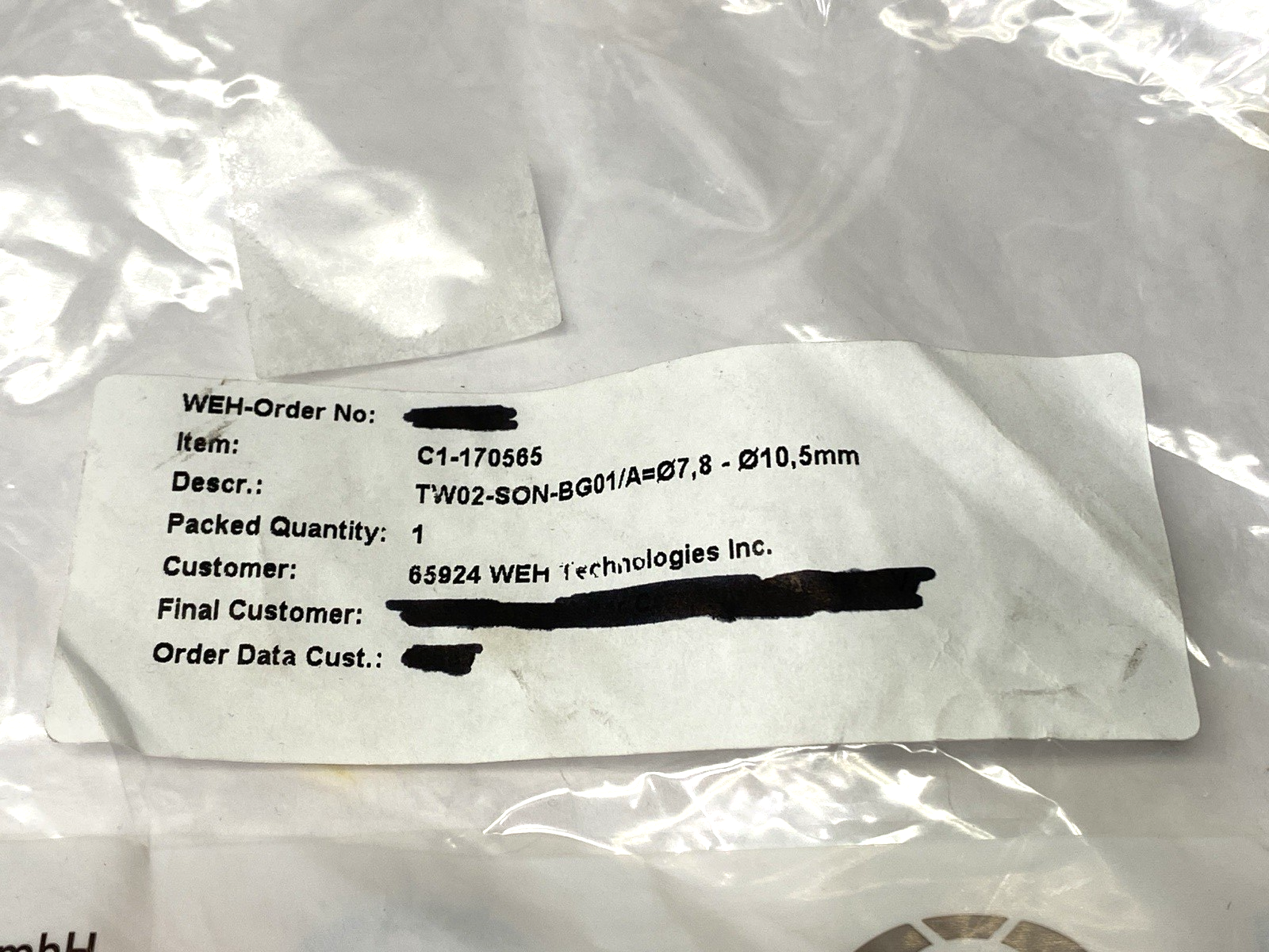 WEH C1-170585 Connector TW02-SON-BG01 - New – Open box - Maverick Industrial Sales