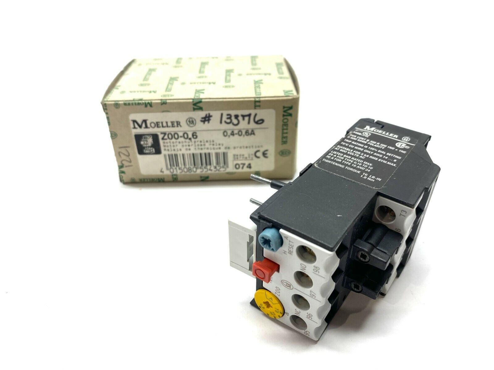 Moeller Z00-0.6 Thermal Overload Relay 0.4-0.6A - Maverick Industrial Sales