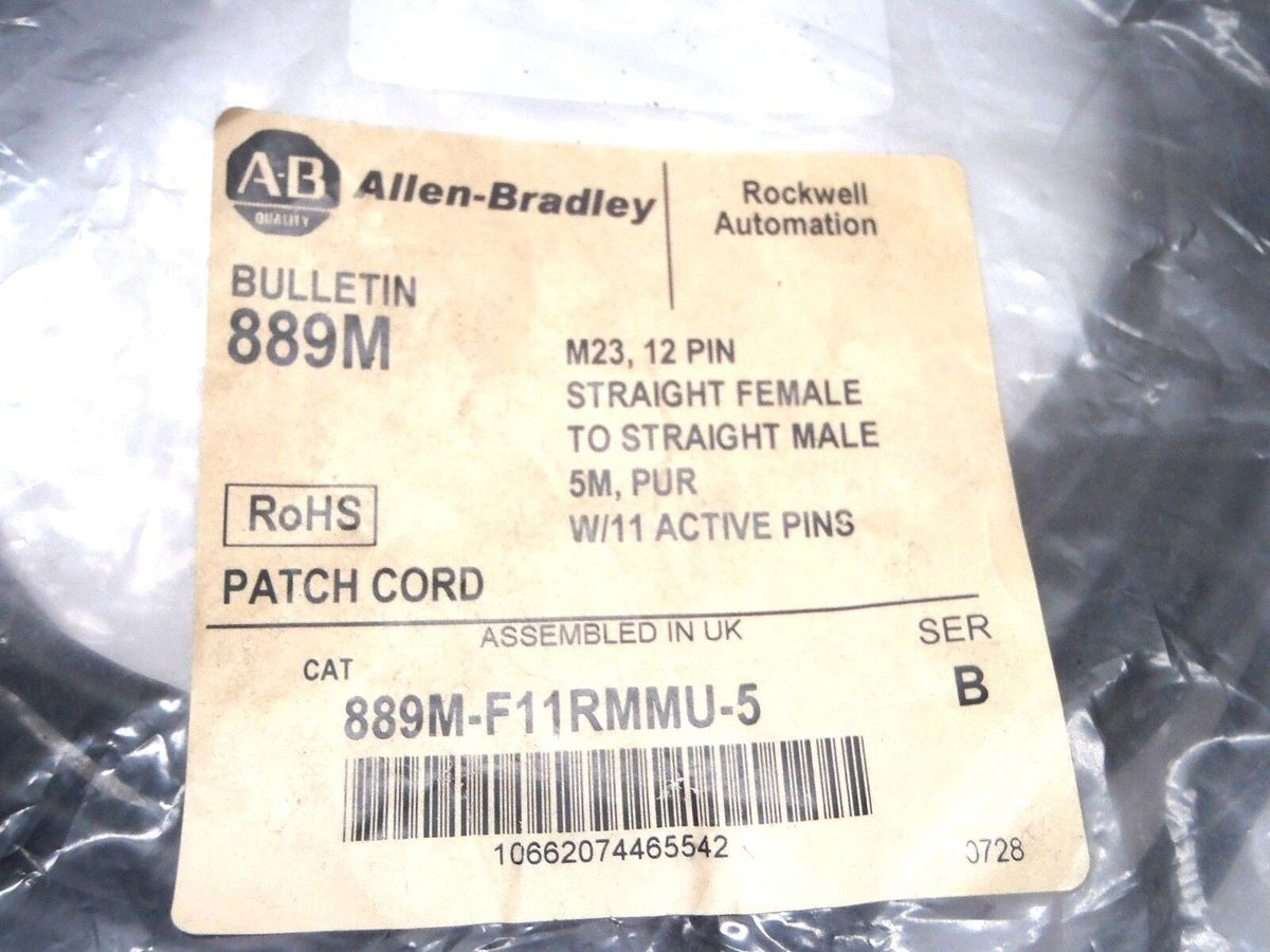 889M-F11RMMU-5 | Allen Bradley Series B M23 12 Pin Str. Fem/ Str. Fem Patch Cord - New Other - Maverick Industrial Sales