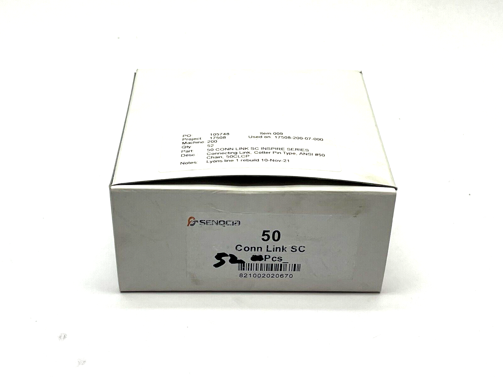 Senqcia Cotter Pin Connecting Link 50CLCP ANSI #50 BOX OF 52 - New – Open box - Maverick Industrial Sales