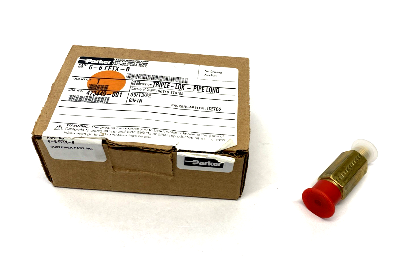 6-6 FFTX-B | Parker Triple-Lok Tube Fitting, Flare JIC 37 Deg. x 3/8" NPT, Long - New – Open box - Maverick Industrial Sales