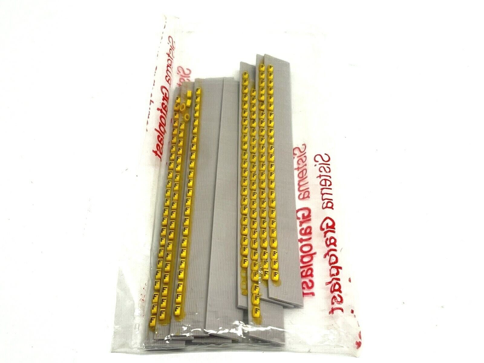 117 | Grafoplast Wire Markers F Black on Yellow 10 Strips 9TFX16 - New - Maverick Industrial Sales