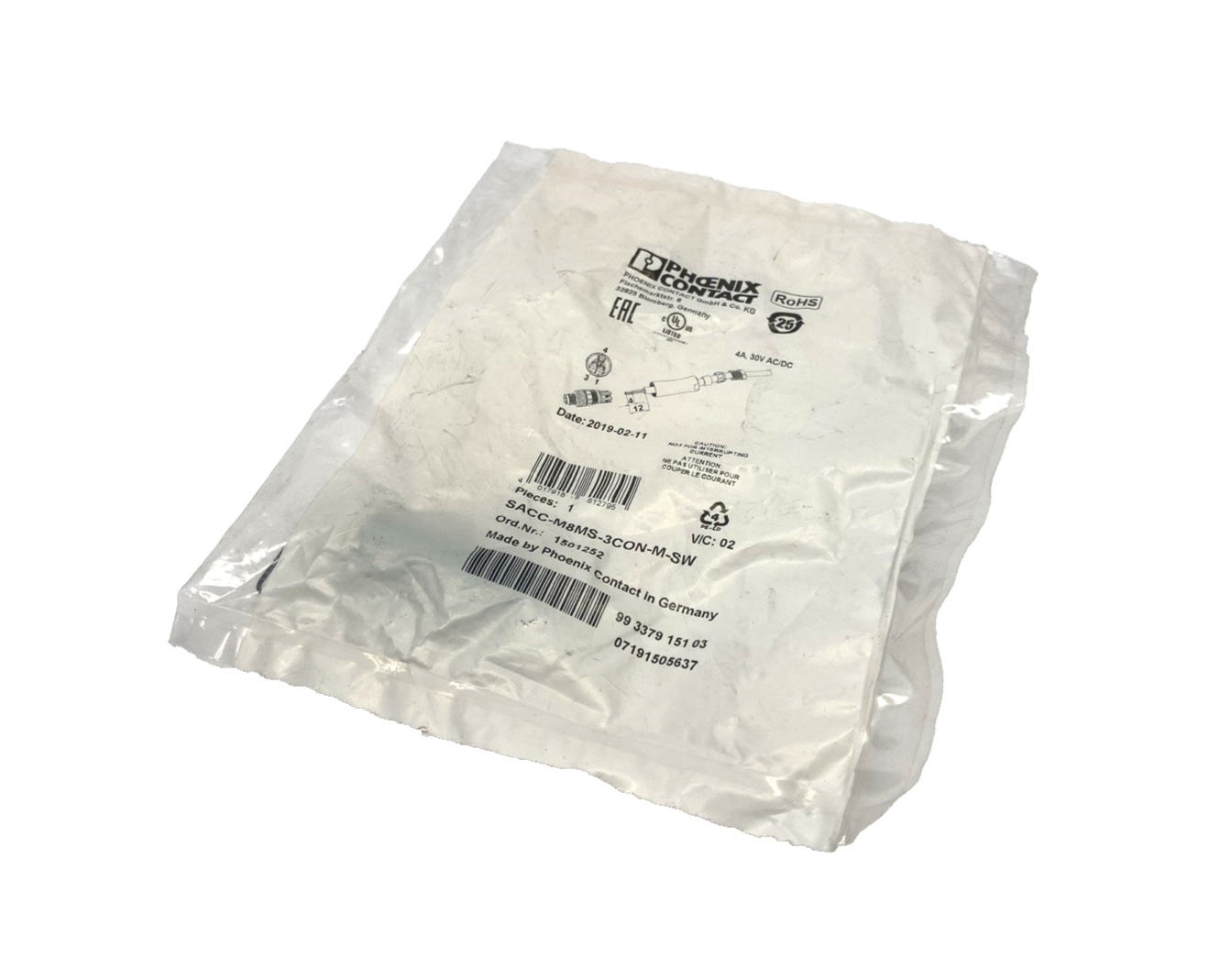 Phoenix Contact SACC-M8MS-3CON-M-SW Connector, M8 3-Pin 1501252 - Maverick Industrial Sales