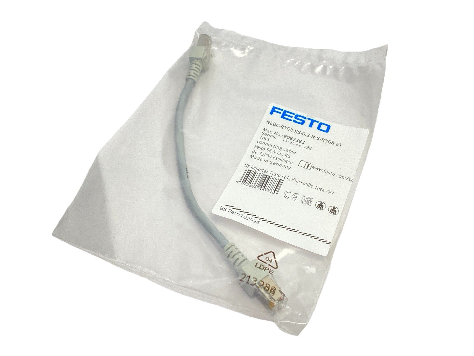 Festo NEBC-R3G8-KS-0.2-N-S-R3G8-ET Connecting Cable RJ45 0.2m 8082383 - Maverick Industrial Sales