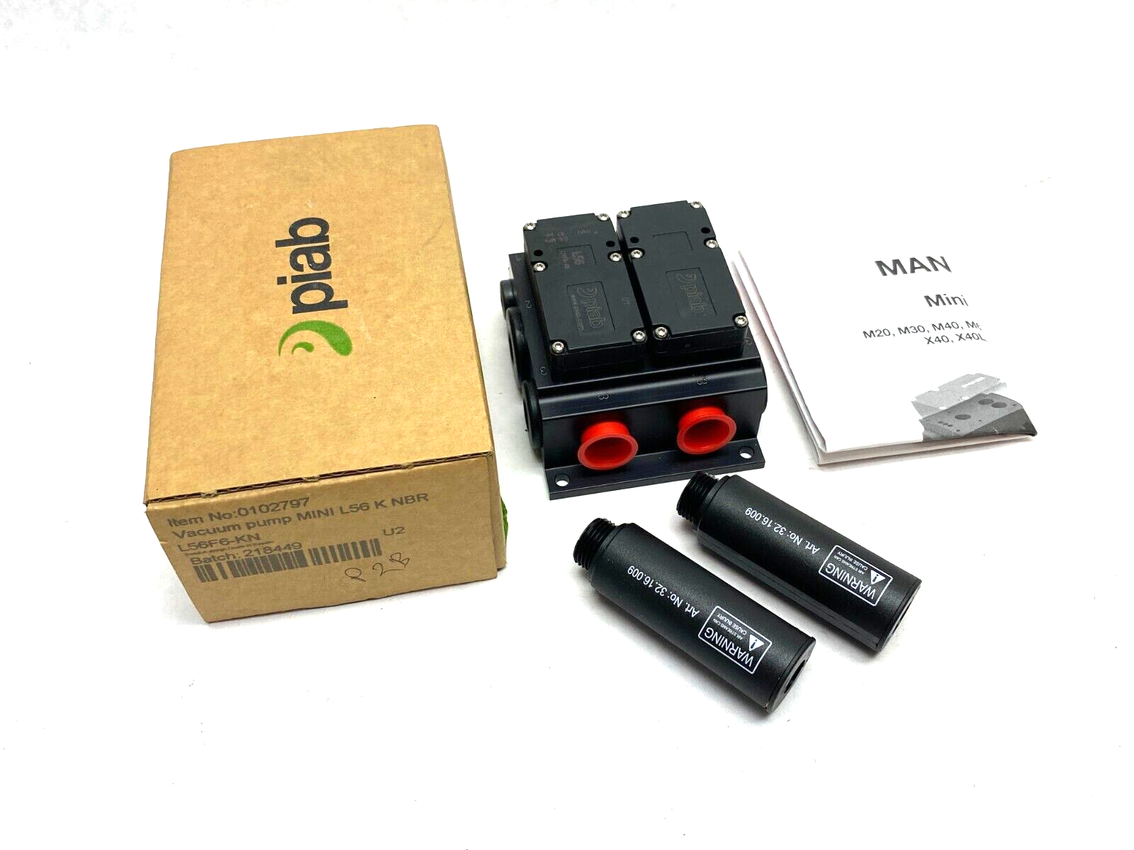 L56F6-KN, 0102797 | Piab 0102797 Vacuum Pump MINI L56, Conn. K, NBR Seals, L56F6-KN - New – Open box - Maverick Industrial Sales